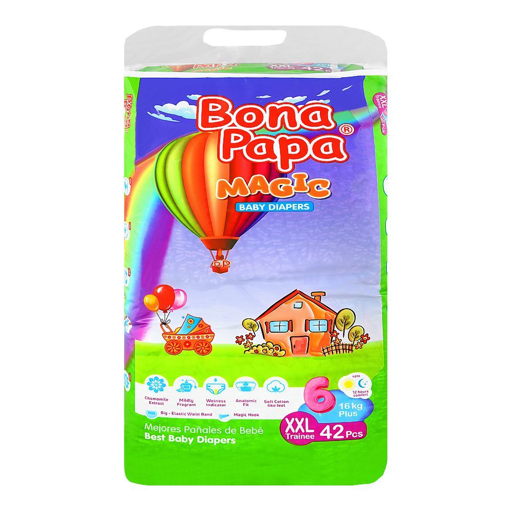 BONA PAPA MAGIC BABY DIAPERS JUMBO XX ARGE 42PCS  