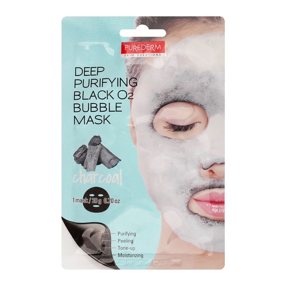 PUREDERM CHARCOAL BLACK O2 BUBBLE FACE MASK ADS370 20GM 1PCS