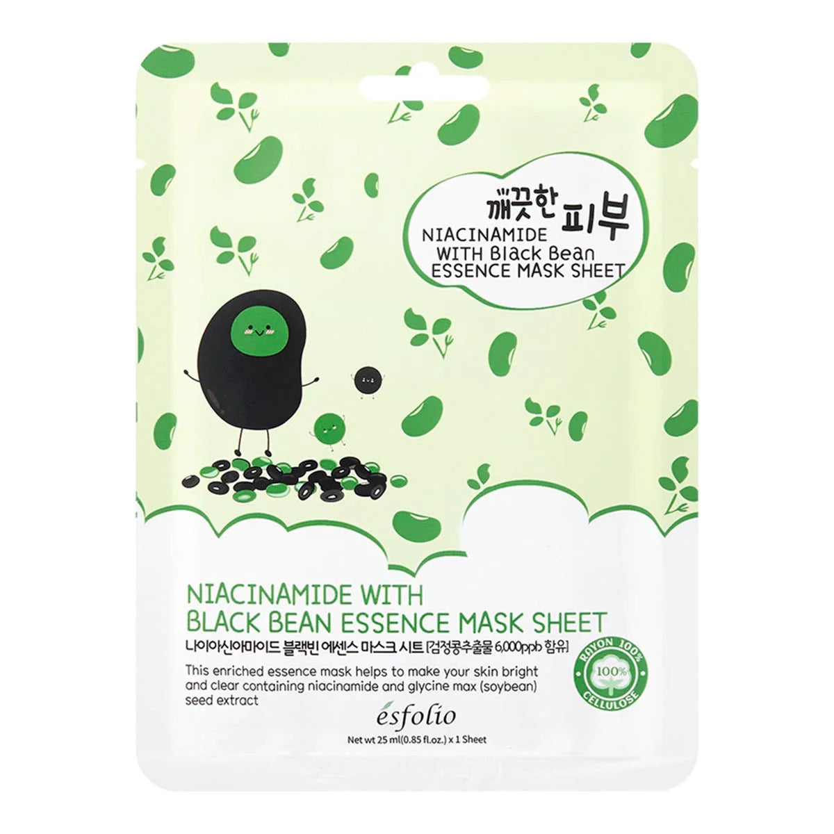 Esfolio Pure Skin Niacinamide Black Bean Essence Mask Sheet 25Ml