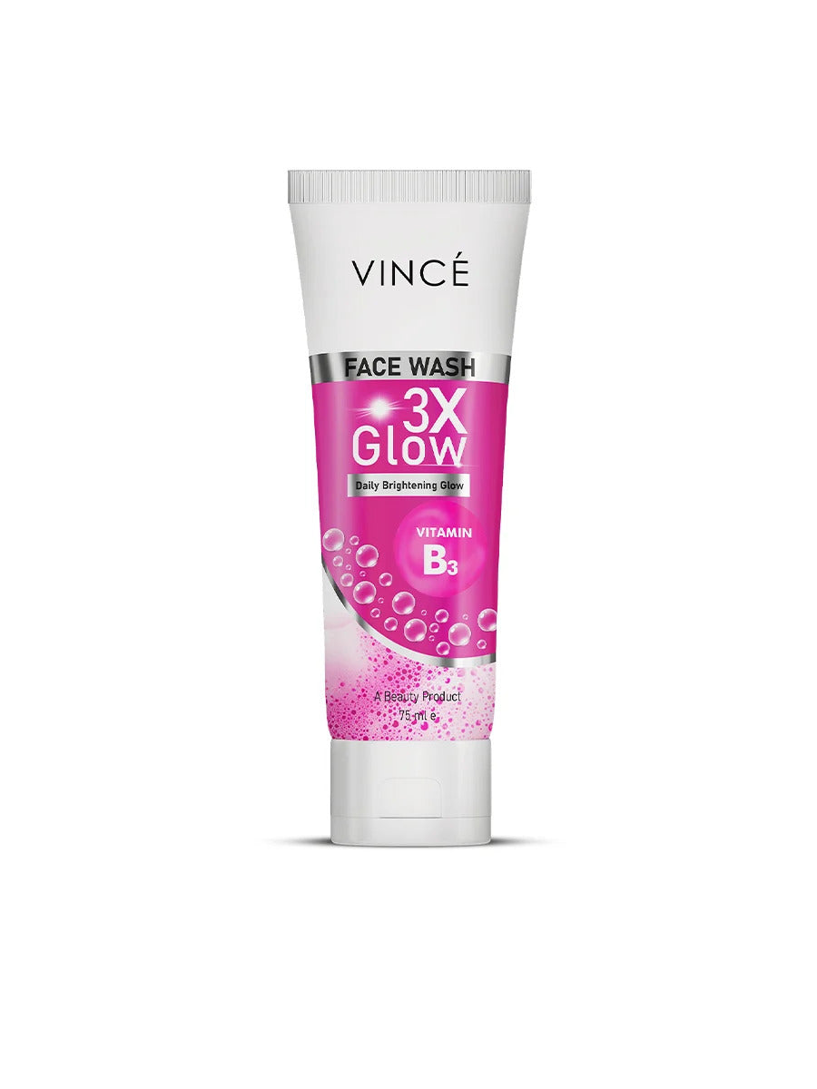 VINCE 3X GLOW BRIGHTENING FACE WASH 75ML  