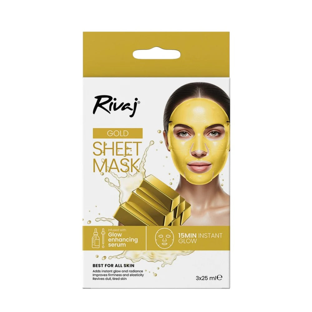 Rivaj Gold Sheet Face Mask 75Ml 3Pcs