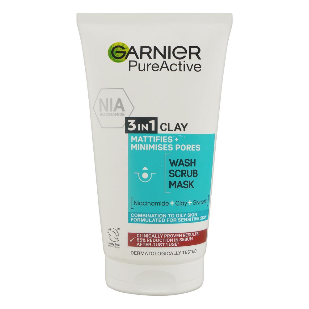 Garnier Pure Active 3 In 1 Face Wash+Scrub+Mask 50Ml (Ag)