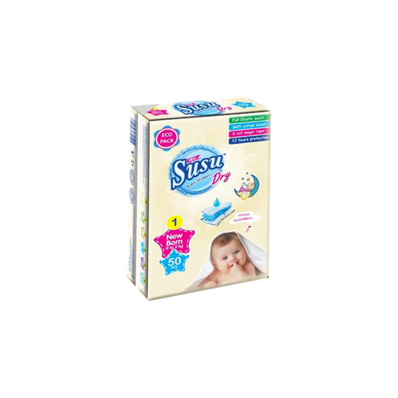 Susu Dry Baby Diaper New Born 50 Pcs