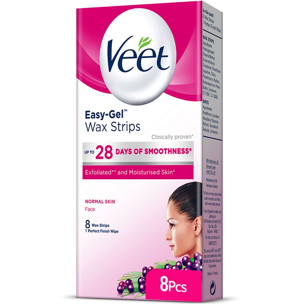 VEET SENSITIVE EASY GEL FACE WAX STRIPS 8PCS