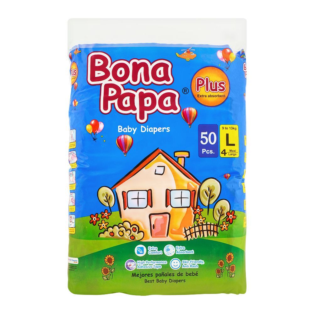 BONA PAPA BABY DIAPERS LARGE 50 PCS