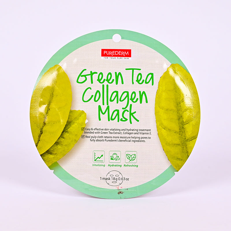 PUREDERM GREEN TEA COLLAGEN FACE MASK ADS807 18GM 1PCS