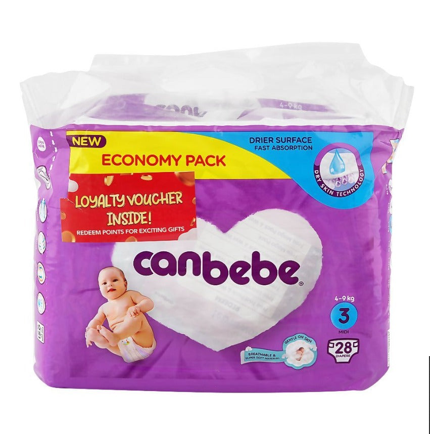 CANBEBE BABY DIAPERS 3 MIDI 28PCS