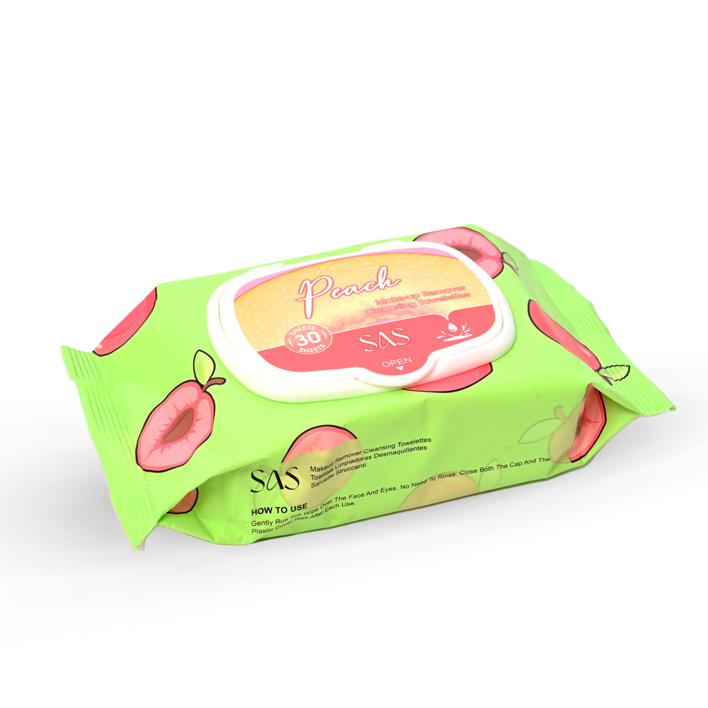 SAS PEACH MAKEUP REMOVING WIPES 30 PCS