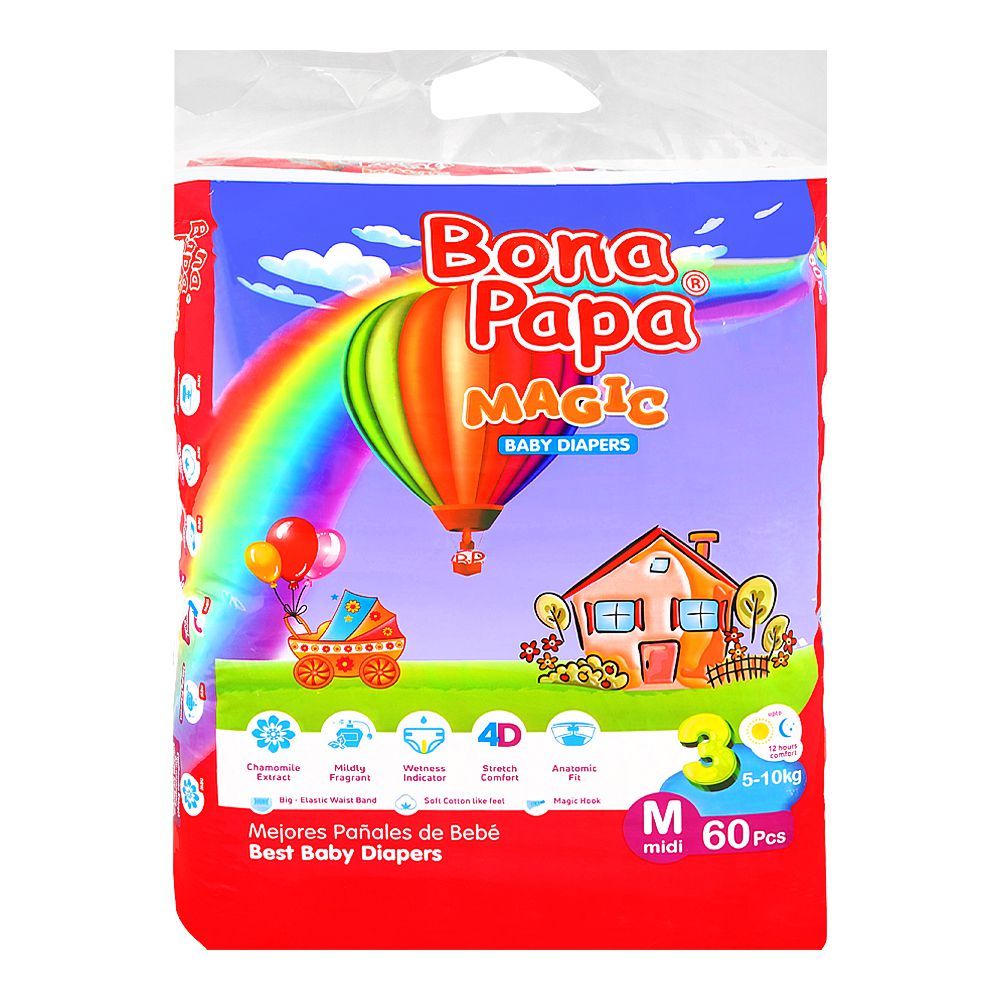 BONA PAPA MAGIC BABY DIAPERS JUMBO MEDIUM 60PCS  