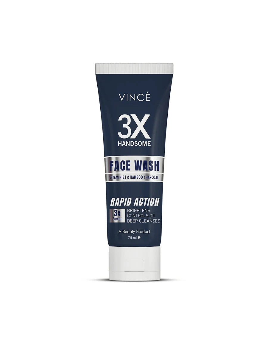 VINCE 3X HANDSOME BAMBOO CHARCOAL FACE WASH 75ML  
