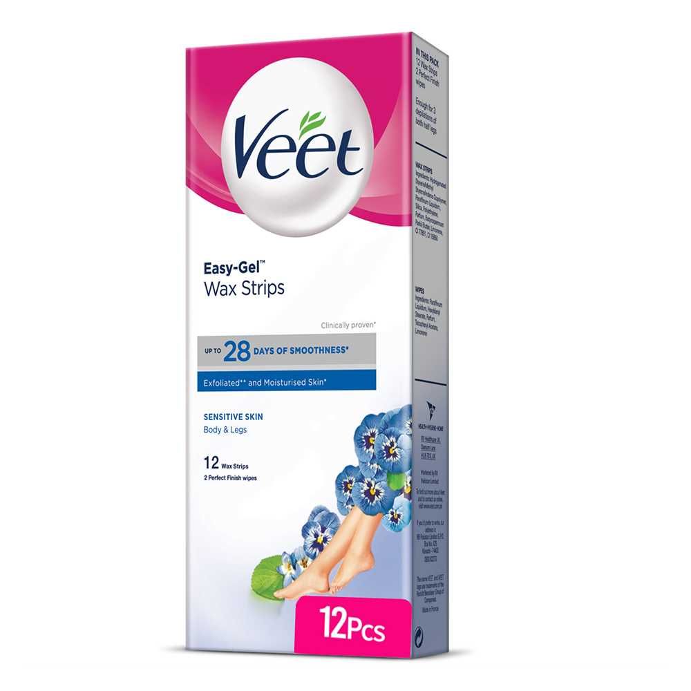 VEET SENSITIVE SKIN BODY WAX STRIPS 12PCS (C)