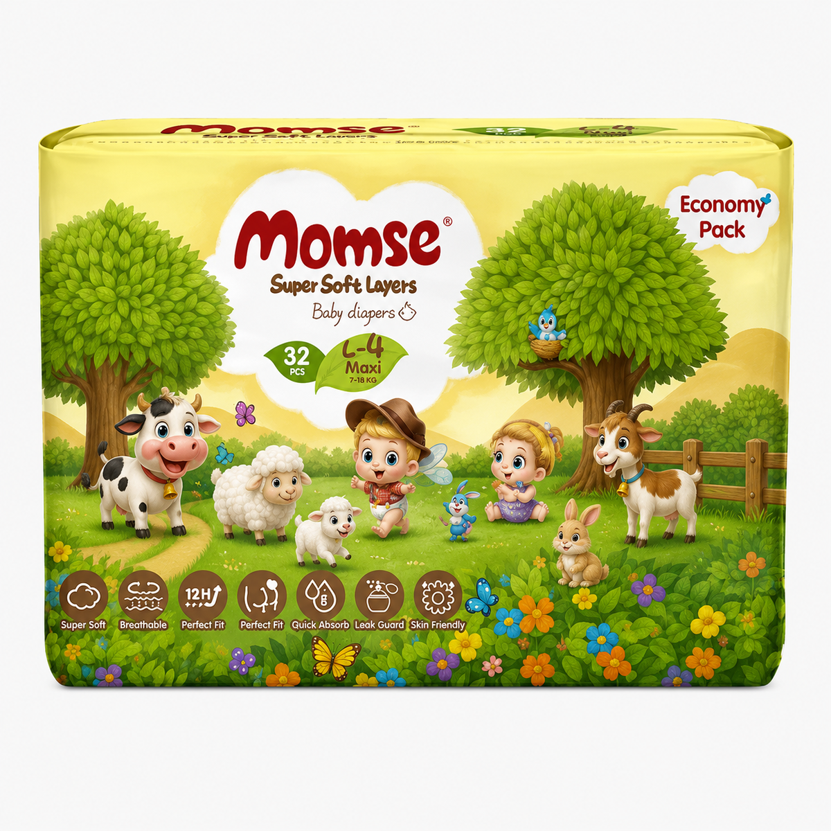 Momse Baby Diapers Economy Pack Large 32Pcs