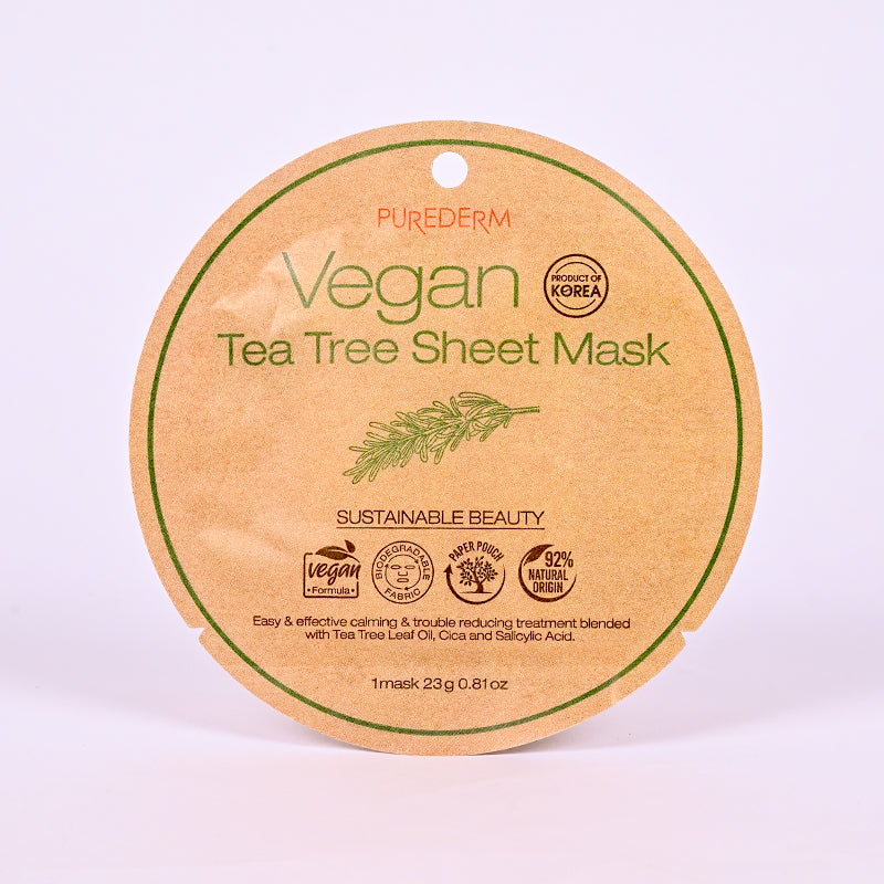 PUREDERM VEGAN TEA TREE SHEETFACE MASK ADS852 23GM 1PCS