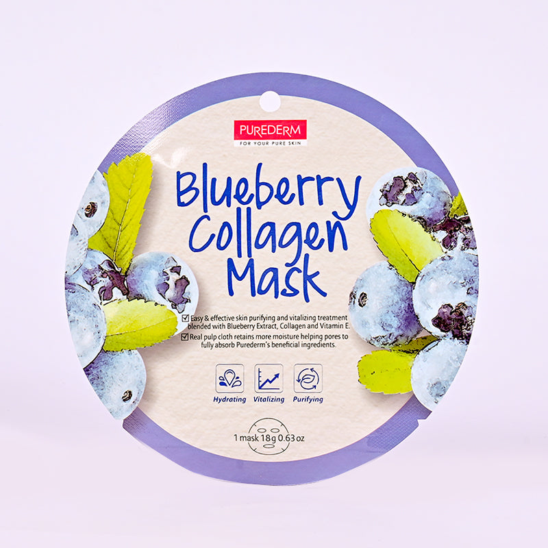 PUREDERM BLUEBERRY COLLAGEN FACE MASK ADS803 18GM 1PCS