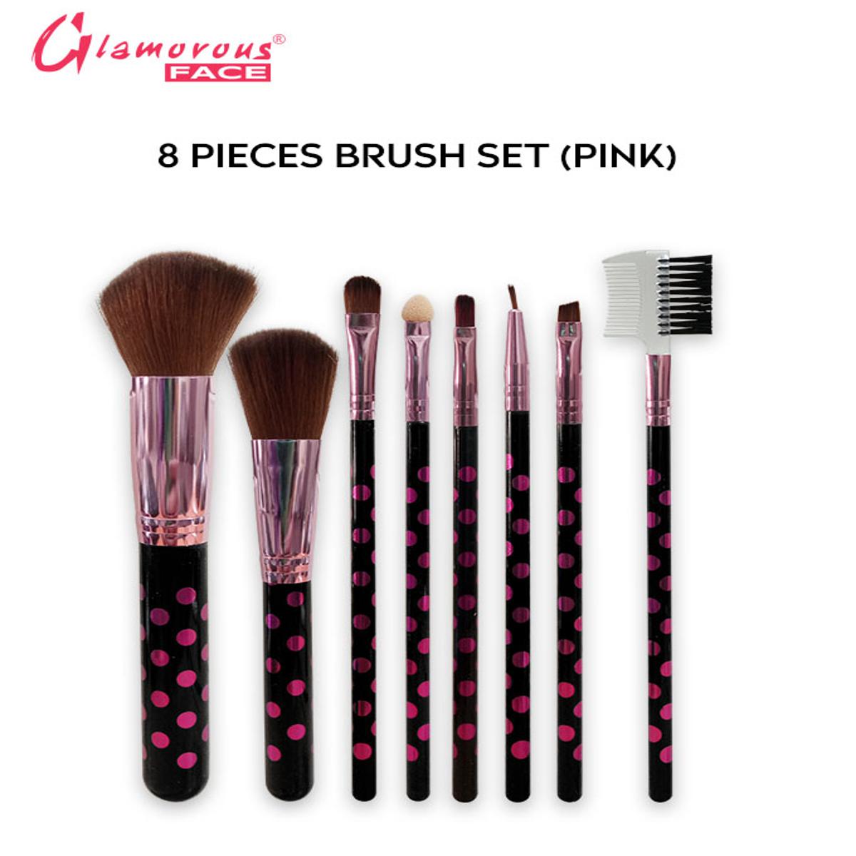 Glamorous Makeup Brush Set Pouch 8Pcs