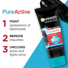 Garnier Skin Active Pure 3In1 Charcoal Face Wash 100Ml