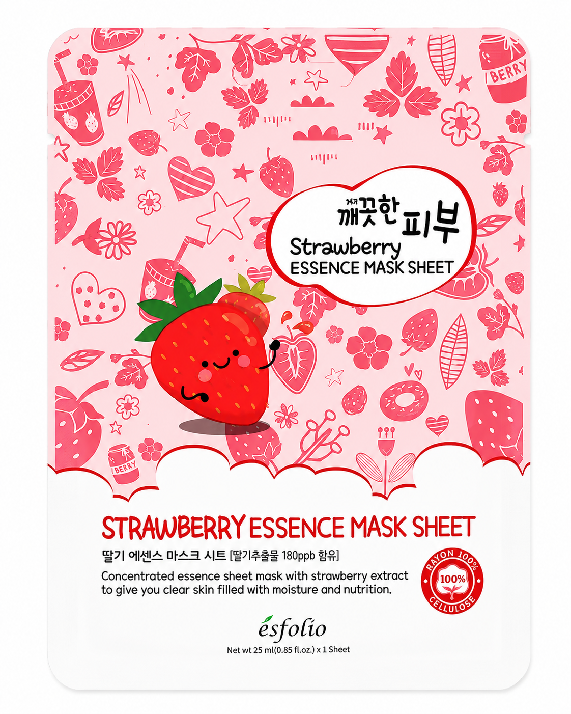 Esfolio Pure Skin Strawberry Essence Mask Sheet 25Ml