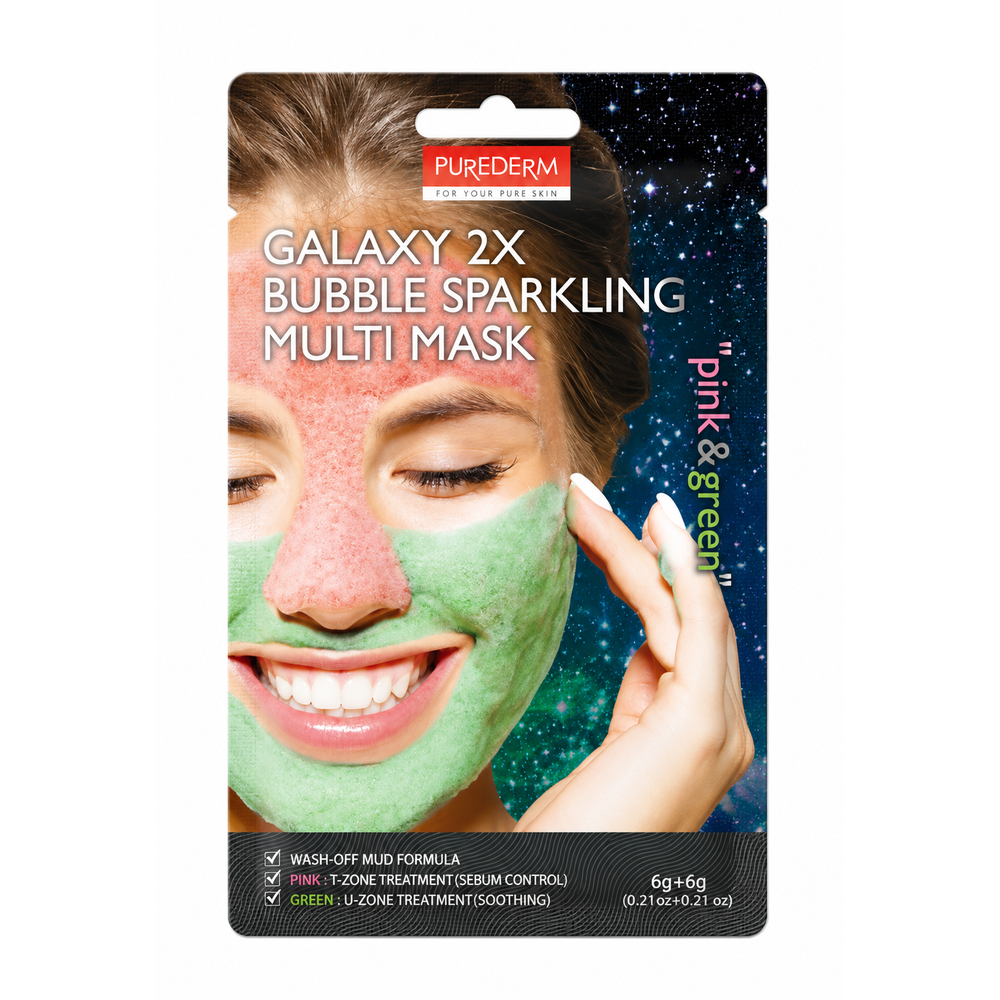 Purederm Galaxy Pink & Green Bubble Peel Off Mask Ads467 12Gm
