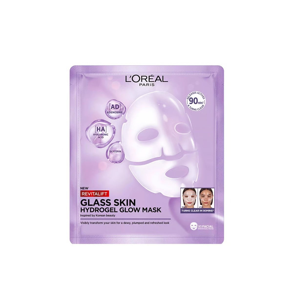 LOREAL REVITALIFT GLASS SKIN HYDROGEL SHEET FACE MASK 33GM