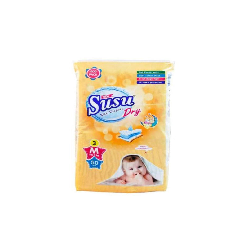 Susu Dry Baby Diaper Medium 50 Pcs